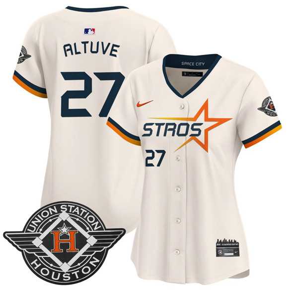 Womens Houston Astros #27 Jose Altuve Cream 2025 City Connect Limited Stitched Jersey Dzhi